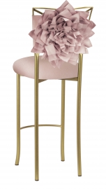 Gold Fanfare Barstool Bloom with Blush Stretch Knit Cushion