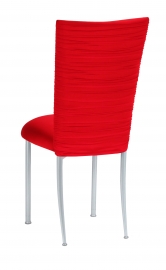 Chloe Million Dollar Red Stretch Knit Chair Cover and Cushion on Silver Legs