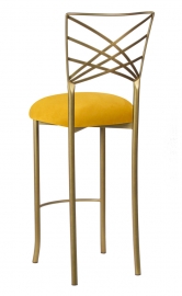 Gold Fanfare Barstool with Canary Suede Cushion