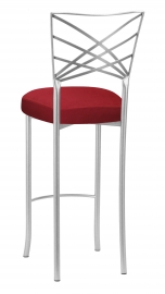 Silver Fanfare Barstool with Red Rhino Suede Boxed Cushion