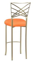 Gold Fanfare Barstool with Tangerine Stretch Knit Cushion