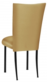 Gold Taffeta Chair Cover with Boxed Cushion on Black Legs