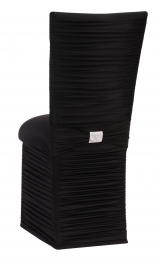 Chloe Black Stretch Knit Chair Cover with Rhinestone Accent Band, Cushion and Skirt