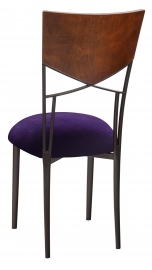 Butterfly Woodback Chair with Eggplant Velvet Cushion on Brown Legs