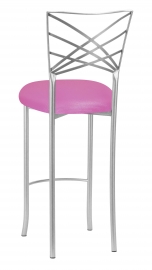 Silver Fanfare Barstool with Pink Sparkle Knit Cushion