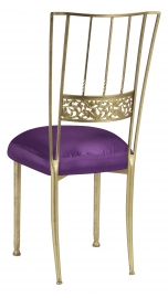 Gold Bella Fleur with Purple Taffeta Boxed Cushion