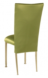 Lime Satin 3/4 Chair Cover and Cushion on Gold Legs