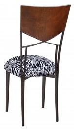 Butterfly Woodback Chair with Zebra Stretch Knit Cushion on Brown Legs