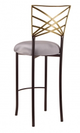 Two Tone Gold Fanfare Barstool with Silver Stretch Knit Cushion
