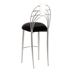 Silver Piazza Barstool with Black Velvet Cushion