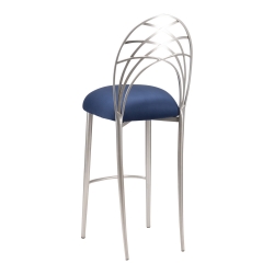 Silver Piazza Barstool with Blue Suede Cushion