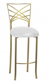 Gold Fanfare Barstool with Metallic White Knit Cushion