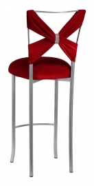 Simply X Barstool with Red Velvet Criss Cross and Rhinestone Accent