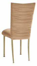 Chloe Beige Stretch Knit Chair Cover and Cushion on Gold Legs