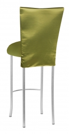 Lime Satin 3/4 Length Barstool Cover and Cushion on Silver Legs