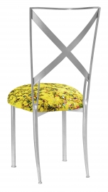 Silver Simply X with Yellow Paint Splatter Cushion