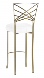 Gold Fanfare Barstool with White Linette Boxed Cushion