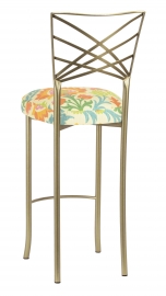 Gold Fanfare Barstool with Floral Bloom Boxed Cushion
