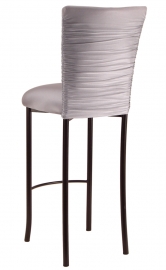 Chloe Silver Stretch Knit Barstool Cover and Cushion on Brown Legs