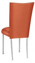 Orange Taffeta Chair Cover with Boxed Cushion on Silver Legs