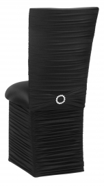 Chloe Black Stretch Knit Chair Cover with Jewel Band, Cushion and Skirt