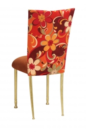 Groovy Suede Chair Cover with Copper Suede Cushion on Gold Legs