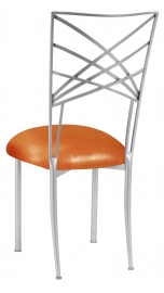 Silver Fanfare with Metallic Orange Stretch Knit Cushion