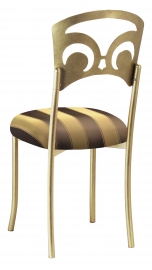 Gold Fleur de Lis with Gold & Brown Striped Cushion
