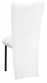 White Wedding Lace Jacket with White Stretch Knit Cushion on Black Legs