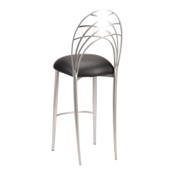 Silver Piazza Barstool with Black Leatherette Cushion
