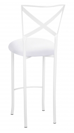 Simply X White Barstool with White Suede Cushion