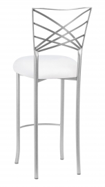 Silver Fanfare Barstool with White Suede Cushion