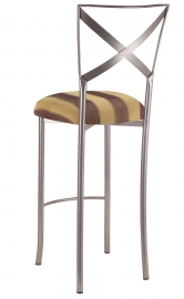 Simply X Barstool with Gold and Brown Stripe Cushion