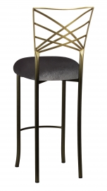 Two Tone Gold Fanfare Barstool with Charcoal Velvet Cushion