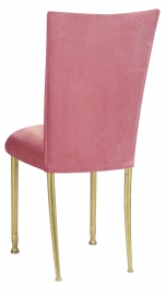 Raspberry Suede Chair Cover and Cushion on Gold Legs