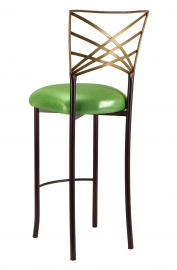 Two Tone Gold Fanfare Barstool with Metallic Lime Cushion