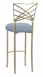 Gold Fanfare Barstool with Ice Blue Suede Cushion