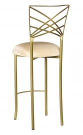 Gold Fanfare Barstool with Champagne Bengaline Cushion