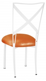 Simply X White with Metallic Orange Stretch Knit Cushion
