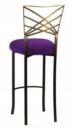 Two Tone Fanfare Barstool with Plum Knit Cushion