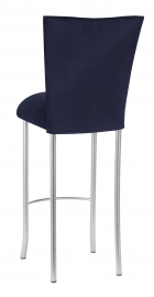 Navy Blue Suede Barstool Cover and Cushion on Silver Legs