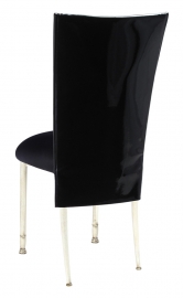 Black Patent 3/4 Chair Cover with Black Stretch Knit Cushion on Ivory Legs