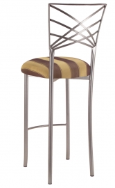 Silver Fanfare Barstool with Gold and Brown Stripe Cushion