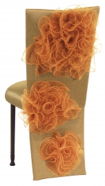 Gold Taffeta Jacket and Tulle Flowers with Boxed Cushion on Mahogany Legs