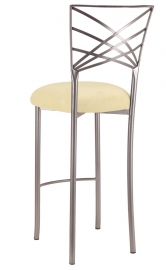 Silver Fanfare Barstool with Buttercup Suede Cushion