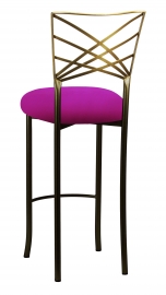 Two Tone Gold Fanfare Barstool with Magenta Stretch Knit Cushion