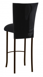 Black Patent Barstool Cover with Black Velvet Cushion on Brown Legs