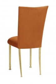 Copper Suede Chair Cover and Cushion on Gold Legs