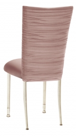Chloe Blush Stretch Knit Chair Cover and Cushion on Ivory Legs