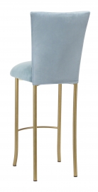 Ice Blue Suede Barstool Cover and Cushion on Gold Legs